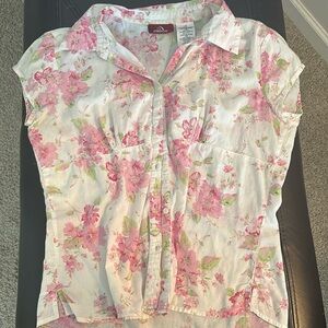 Floral Print Jordache Vintage Button Down Blouse